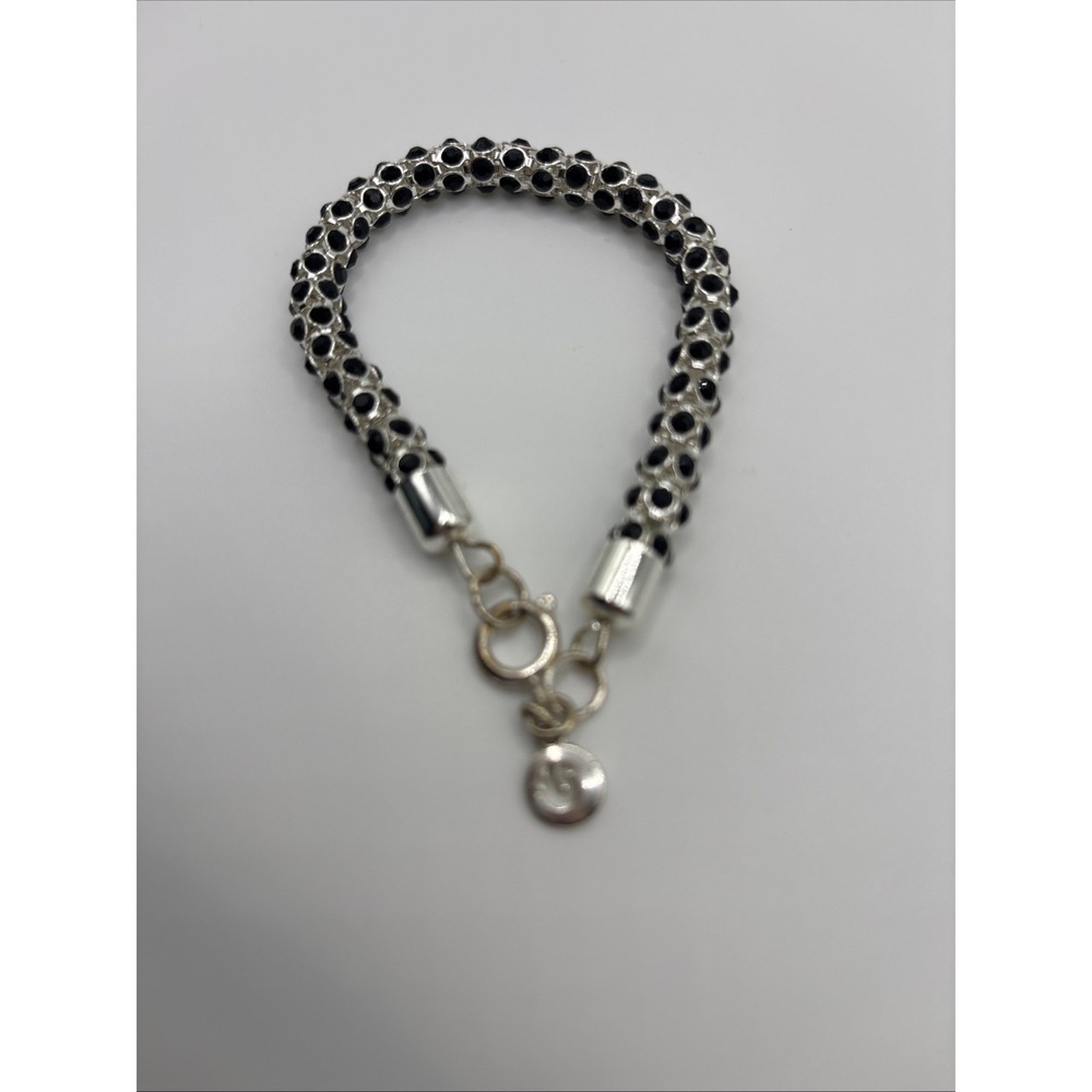 Swarovski Black Crystal Stone Silver Toned Bracelet - Picture 4 of 5